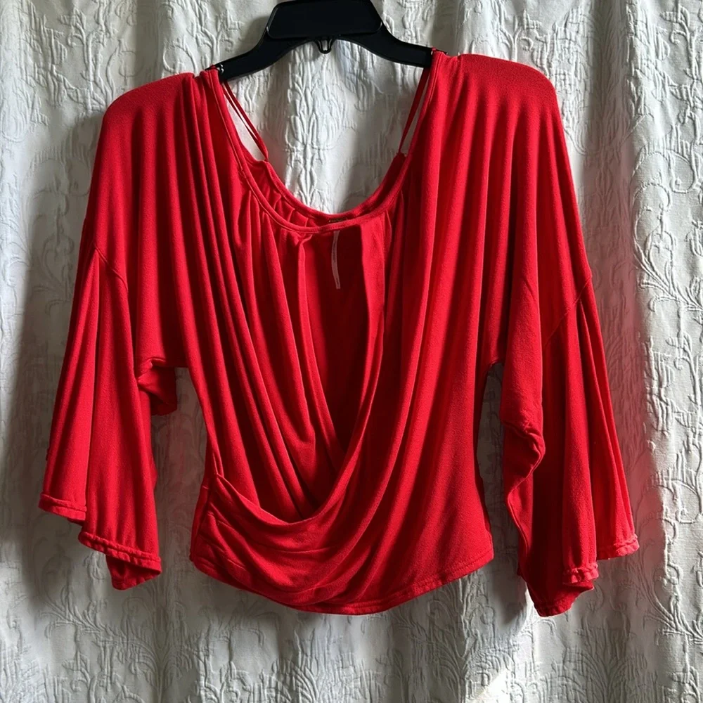 *HOST PICK* NWOT Free People [ S ] Last Time In Red Bell Sleeve Crop